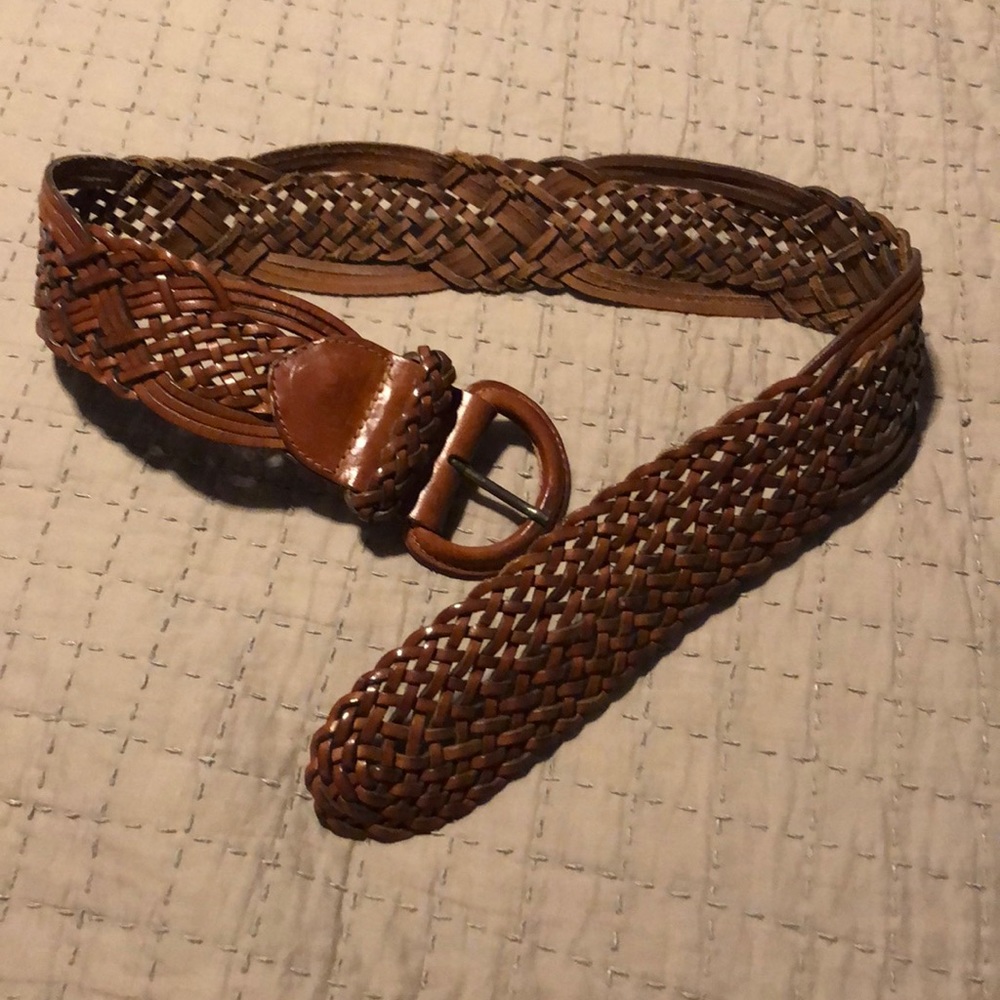 Leather braided belt